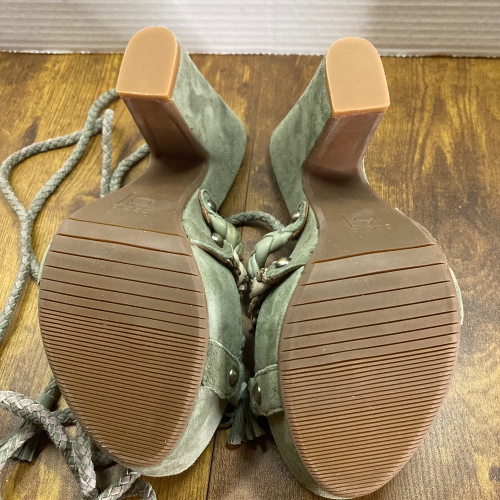 Bacio 61 Women Olive Green Suede Braided Lace Up Wedge Platform Heels Sandal 6.5 - Picture 7 of 8